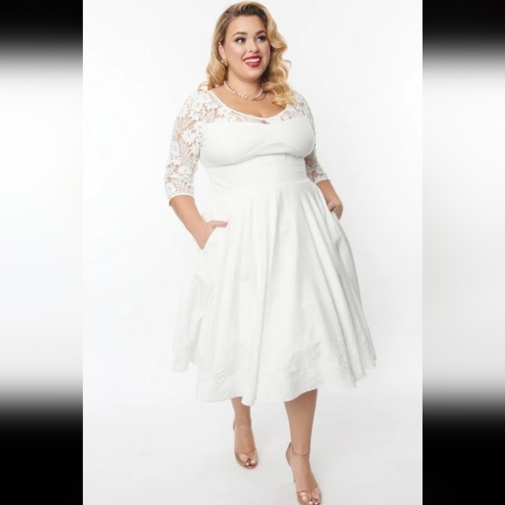 White lace wedding dress